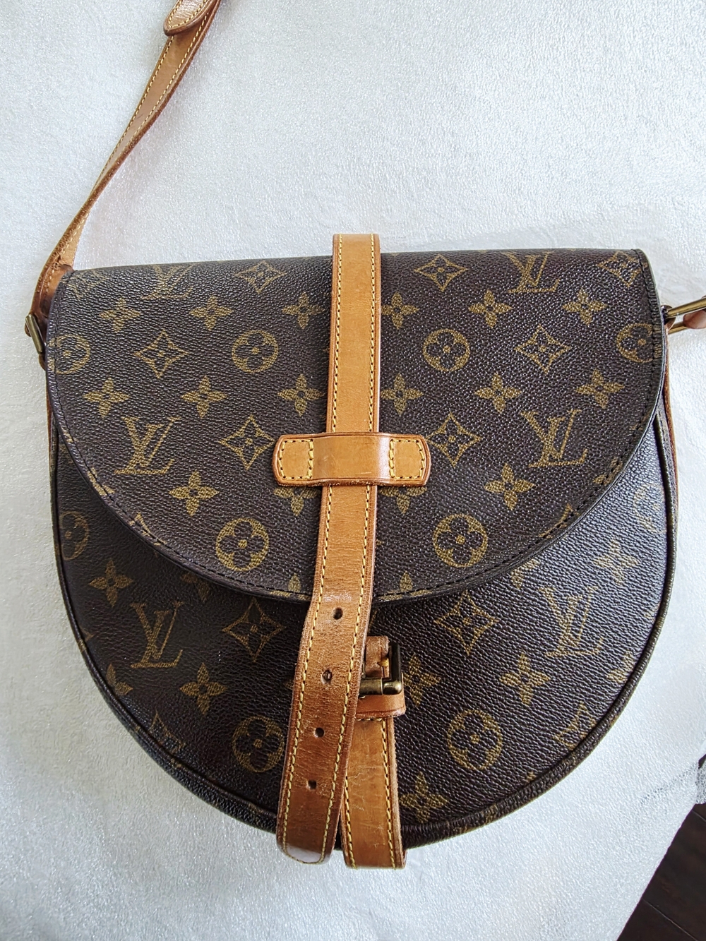 Louis Vuitton Chantilly Monogram Crossbody in Brown and Tan Leather Trim